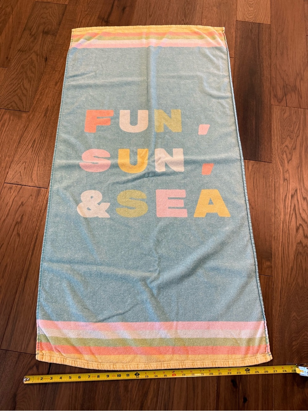 Target Sun Squad "Fun Sun Sea" Pastel Striped Beach Towel - 28" x 58"
